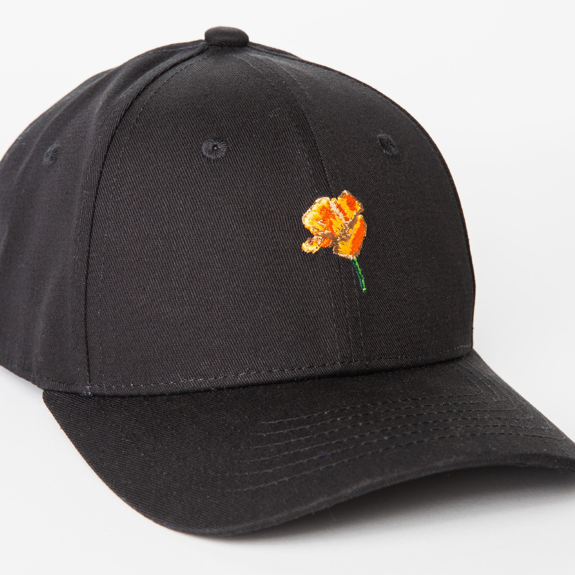 California Poppy Hat - Dad Hat Style Black - Upper Park