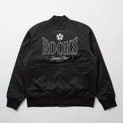 Chico Rooks Soccer Club x Upper Park Jacket - Black jacket with 'Rooks Soccer Club' text on a white background