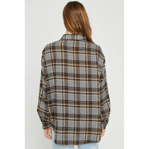 OVERSIZED PLAID SHIRT: Black White / M