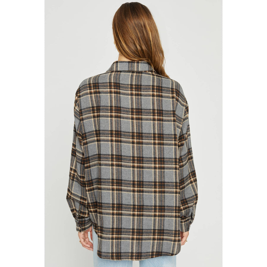 OVERSIZED PLAID SHIRT: Black White / M