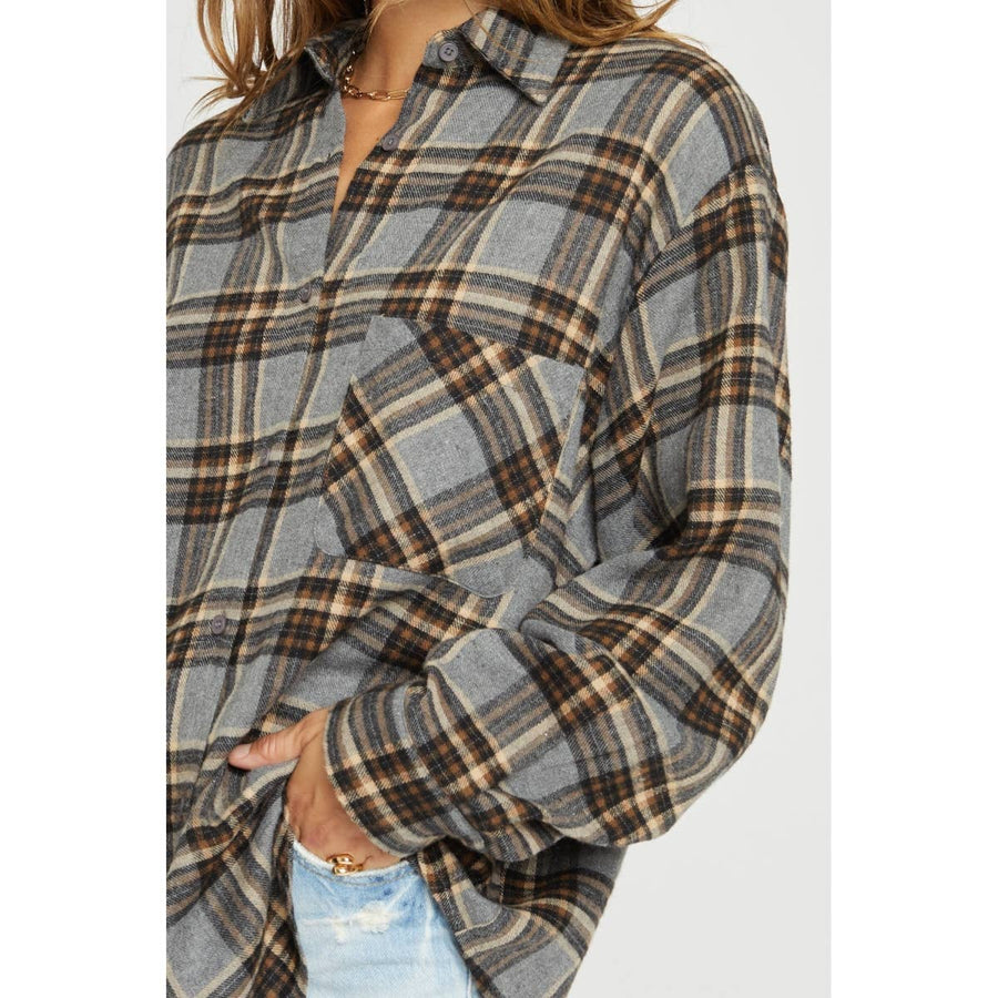 OVERSIZED PLAID SHIRT: Black White / M