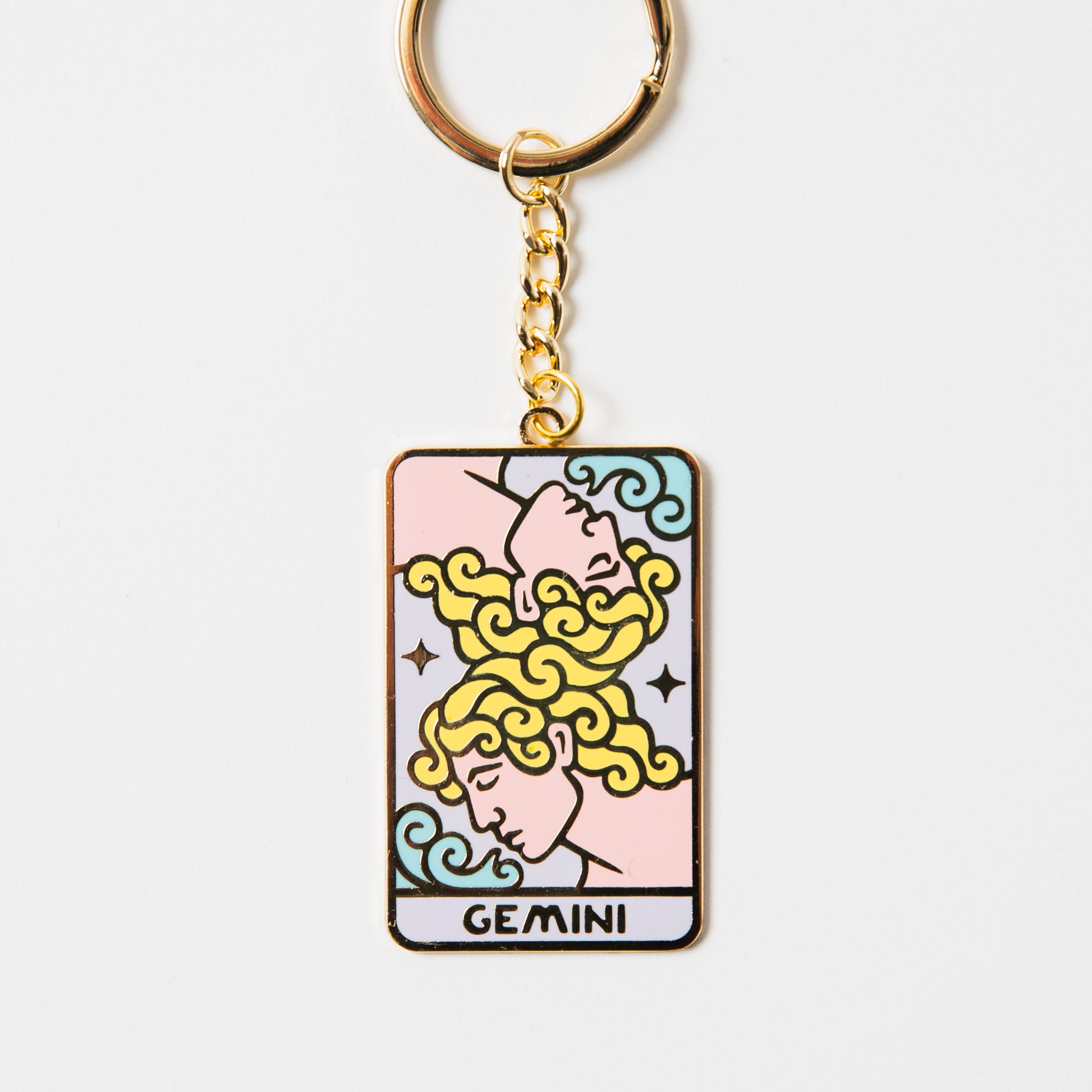 Gemini Key Chain Gold Metal - Zodiac Key Chain