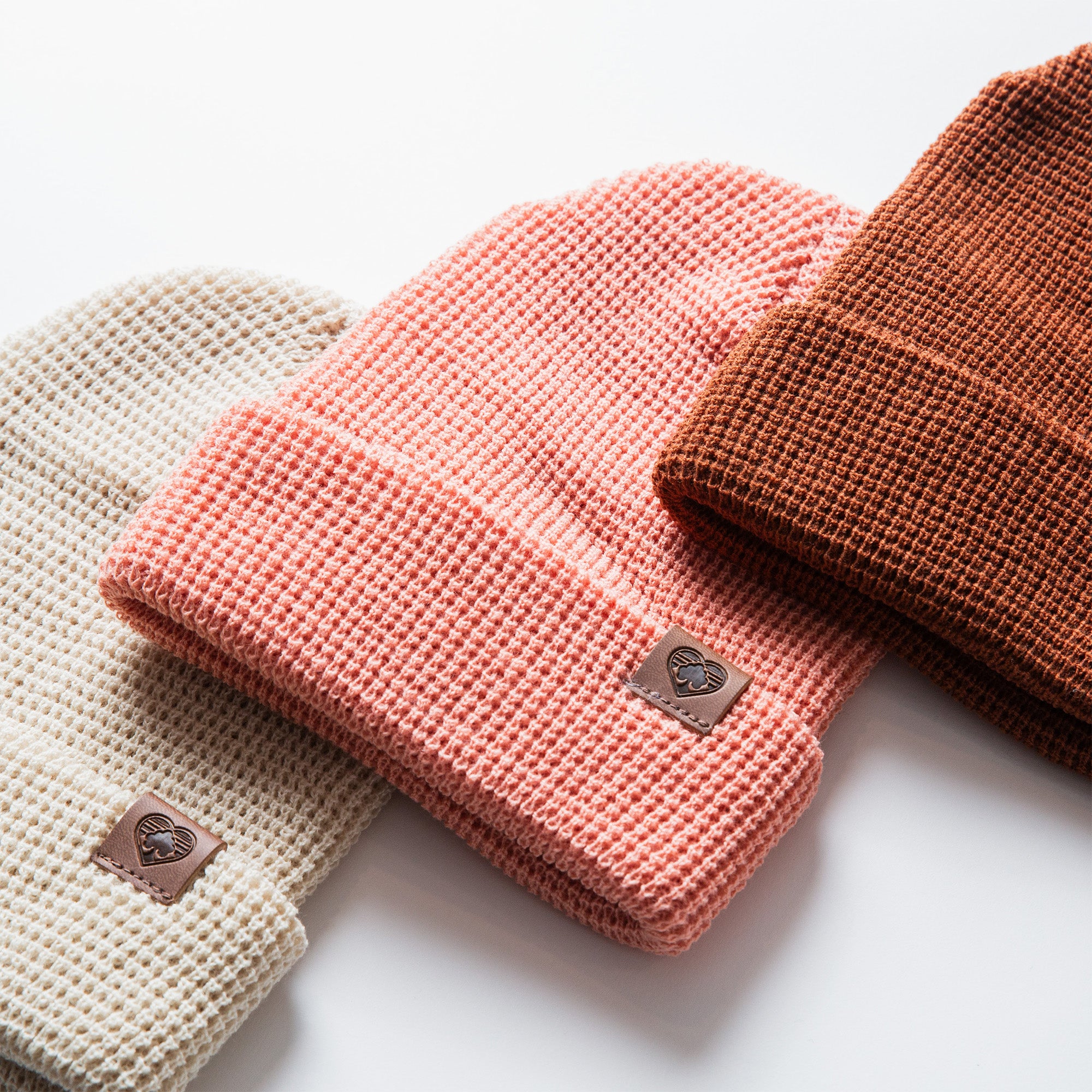 Leather Heart Icon Waffle Knit Beanie – Upper Park