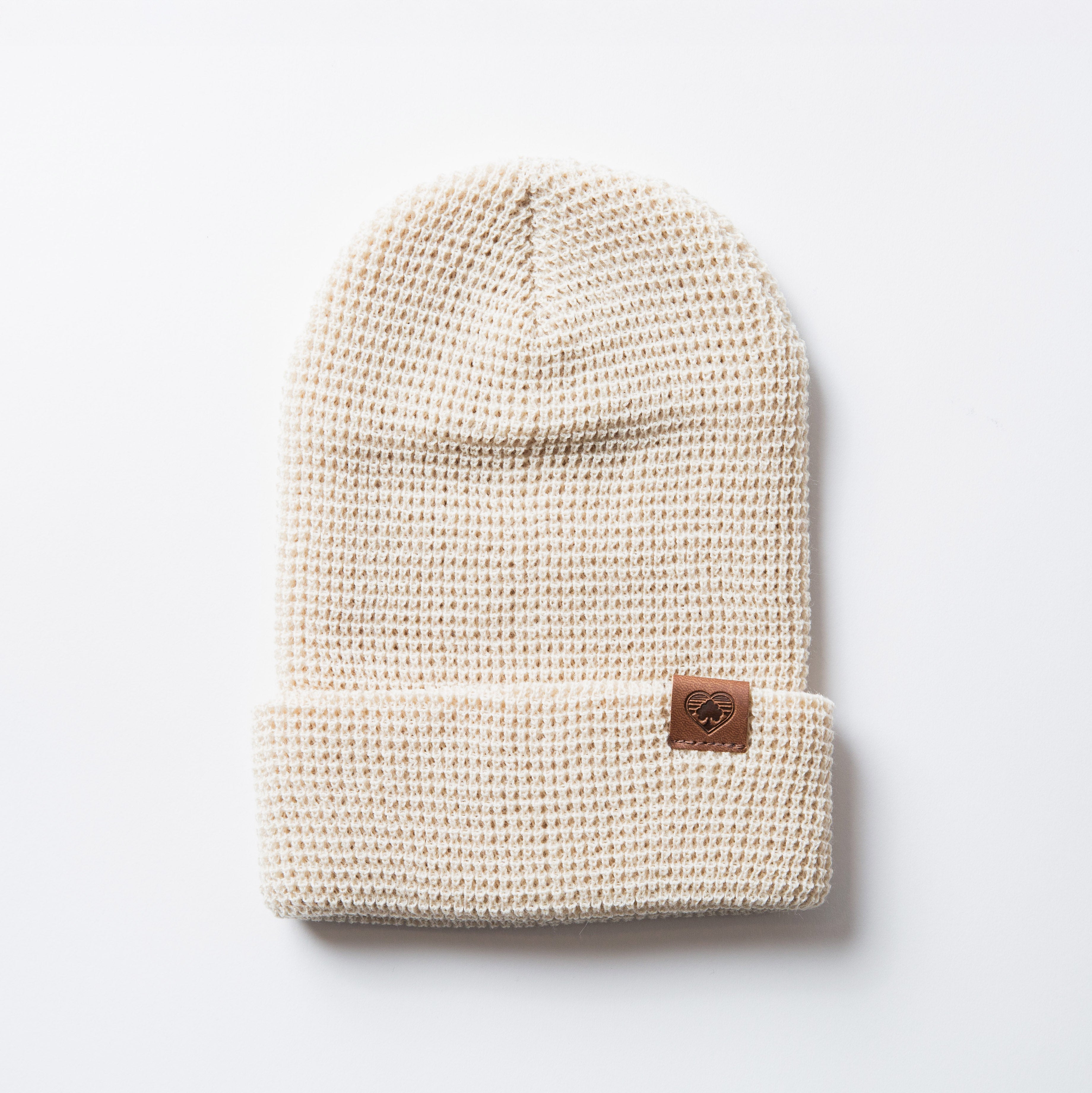Leather Heart Icon Waffle Knit Beanie – Upper Park