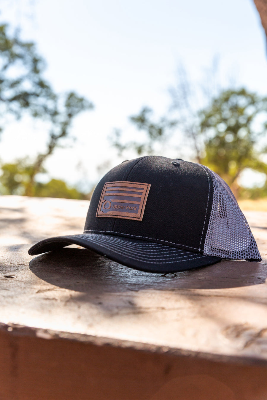 Leather Horizon Label Trucker Hat