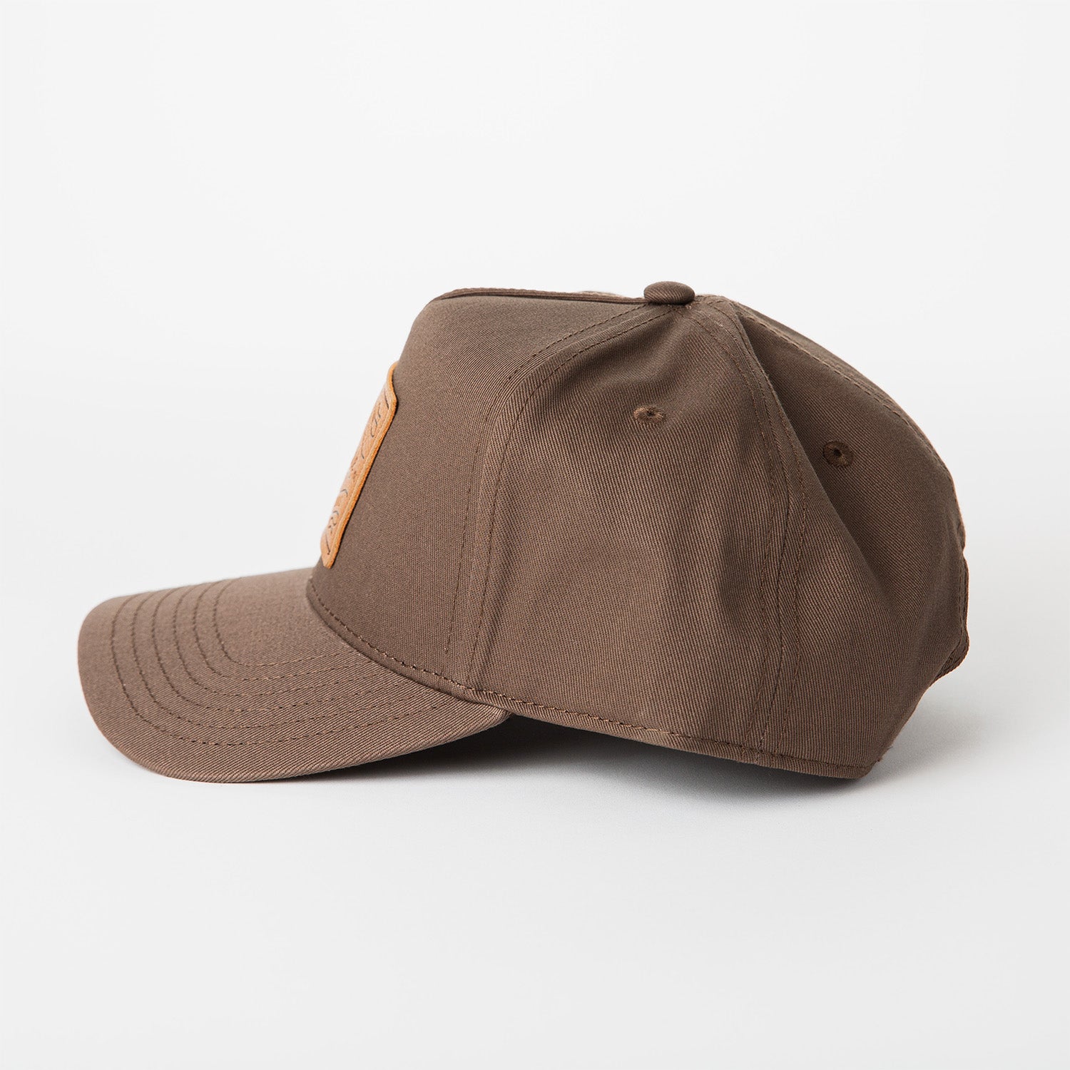 Upper Park Leather Provisions Frame Cap Hat - Side View - Walnut Brown