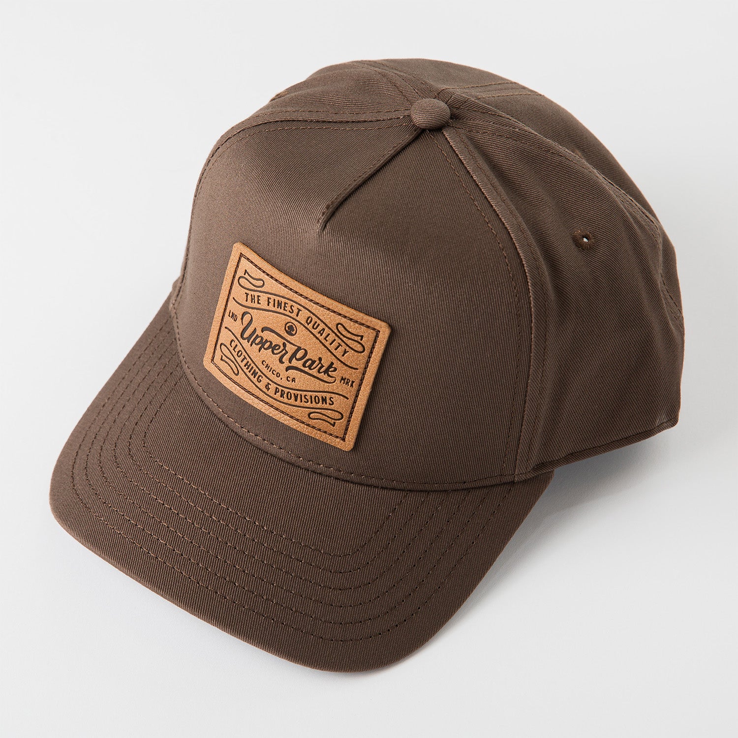 Upper Park Leather Provisions Frame Cap Hat - Top View - Walnut Brown