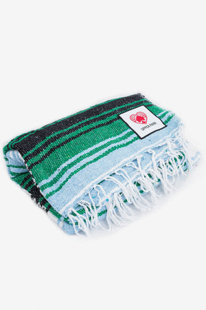 Mexican Blanket Kelly Green/Light Blue/White