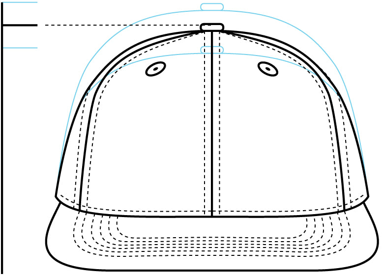 A drawing example showing the difference in Hat Profiles Mid Profile being outlined in black