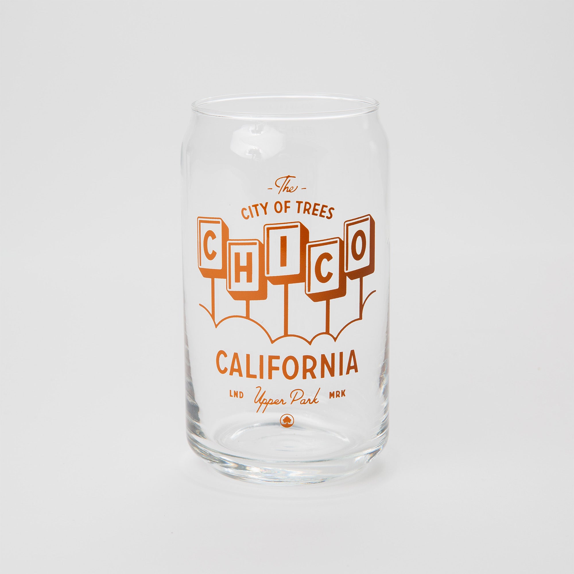 Motel Chico California Beer Can Glass - Upper Park Clothing - Chico, CA