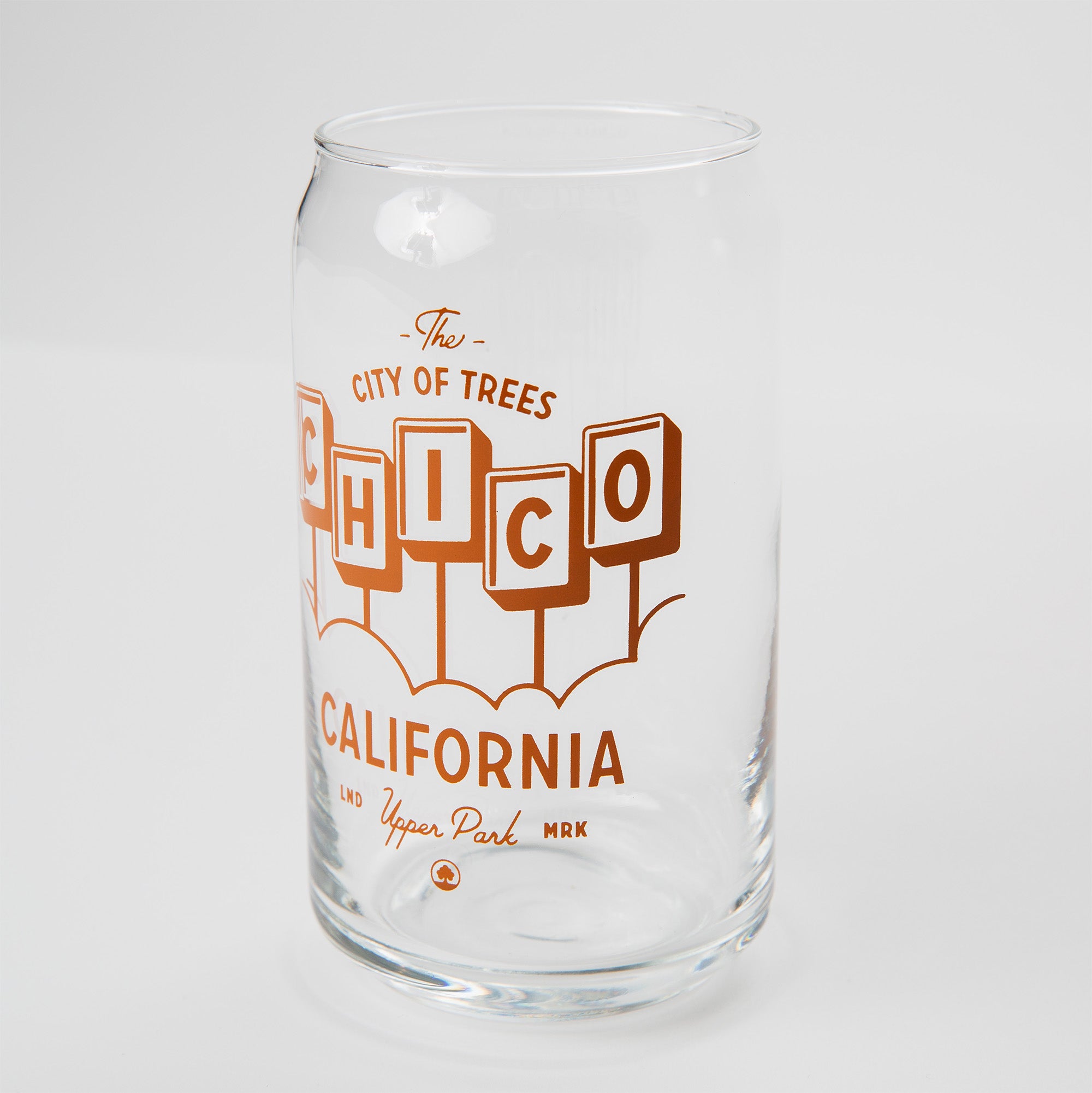 Motel Chico California Beer Can Glass - Upper Park Clothing - Chico, CA