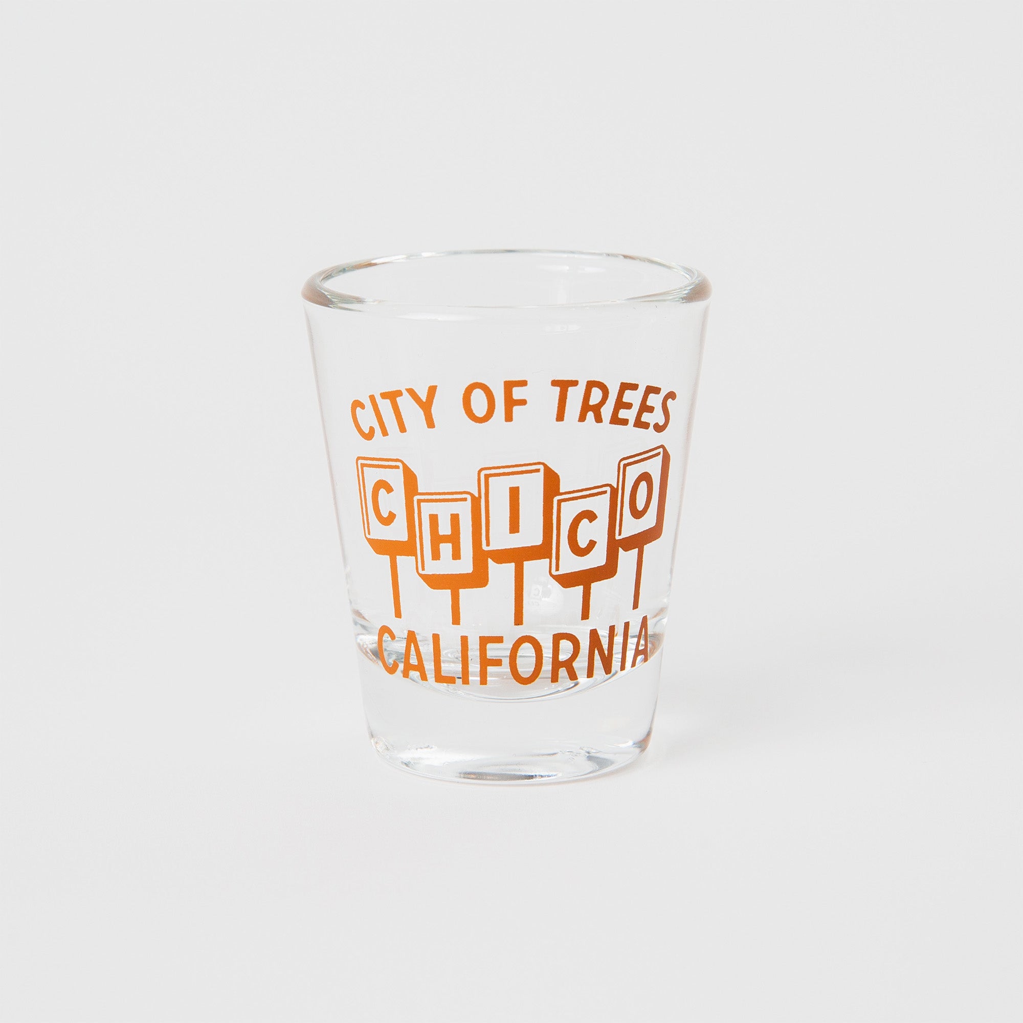 Motel Chico California City of Trees Shot Glass - Upper Park Clothing & Provisions