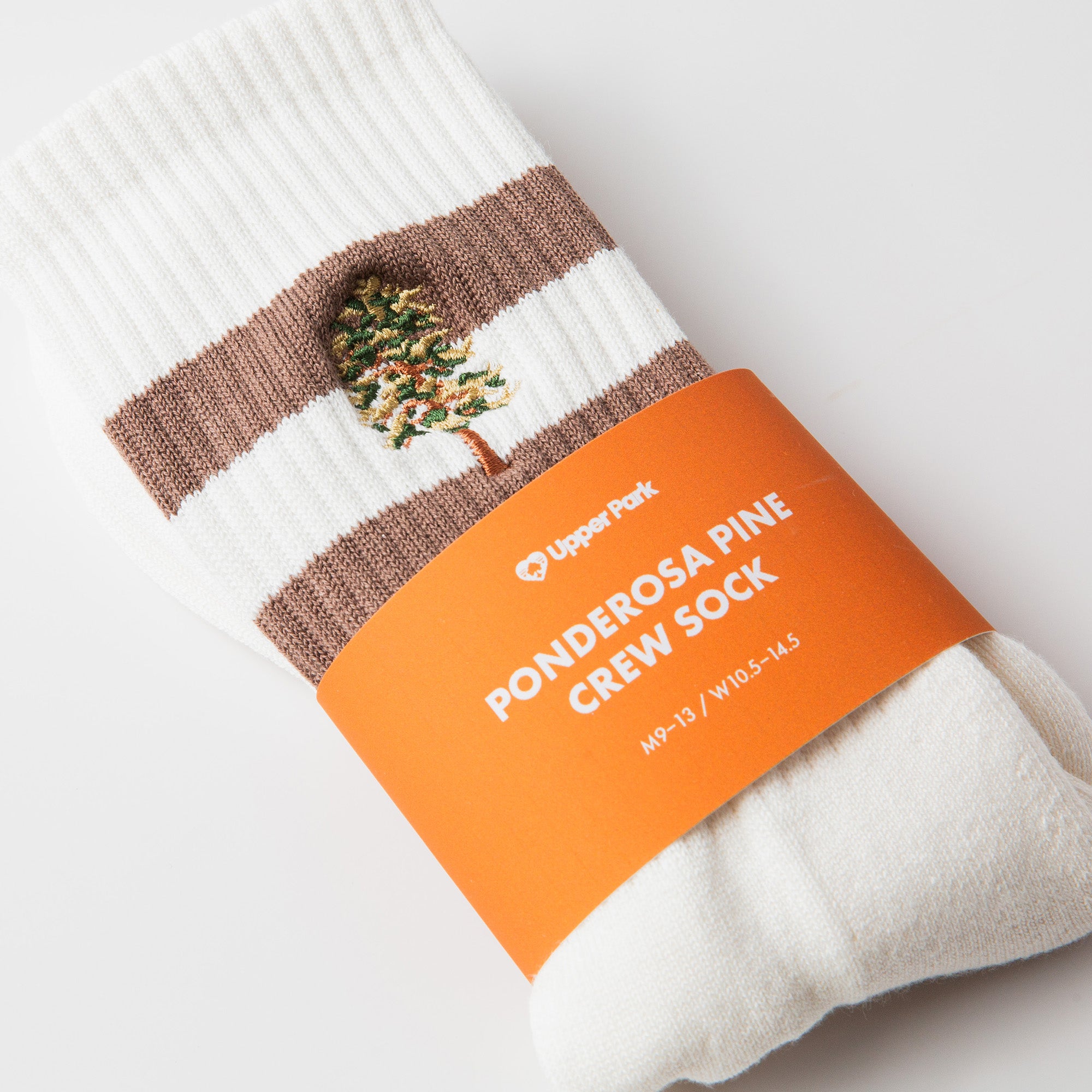 Ponderosa Pine Tree Stripe Socks - Packaging Detail Upper Park