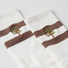 Ponderosa Pine Tree Stripe Socks -Embroidery Detail - Upper Park