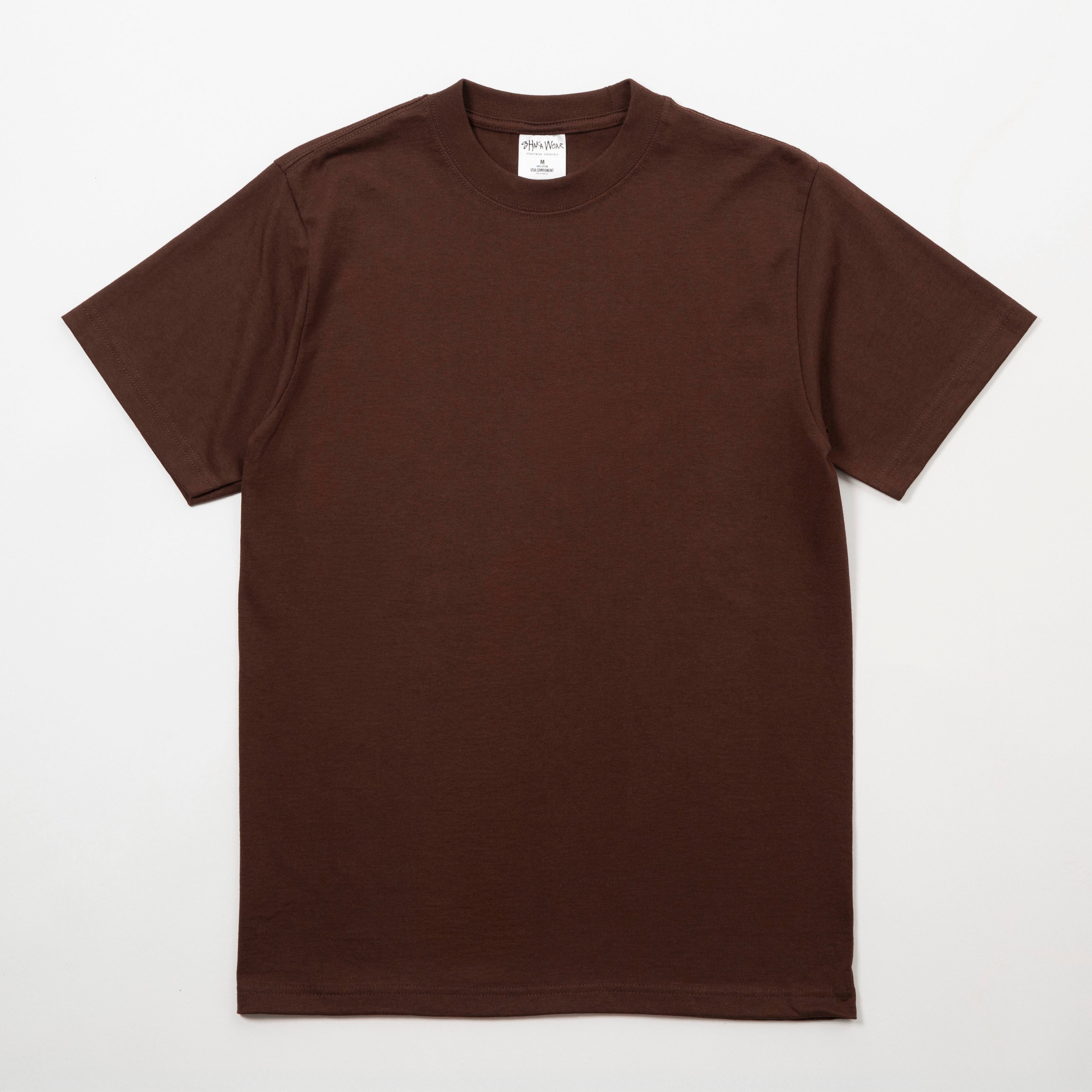Brown t-shirt on a white background - Shaka Wear 7.5oz Heavyweight Cotton Tee