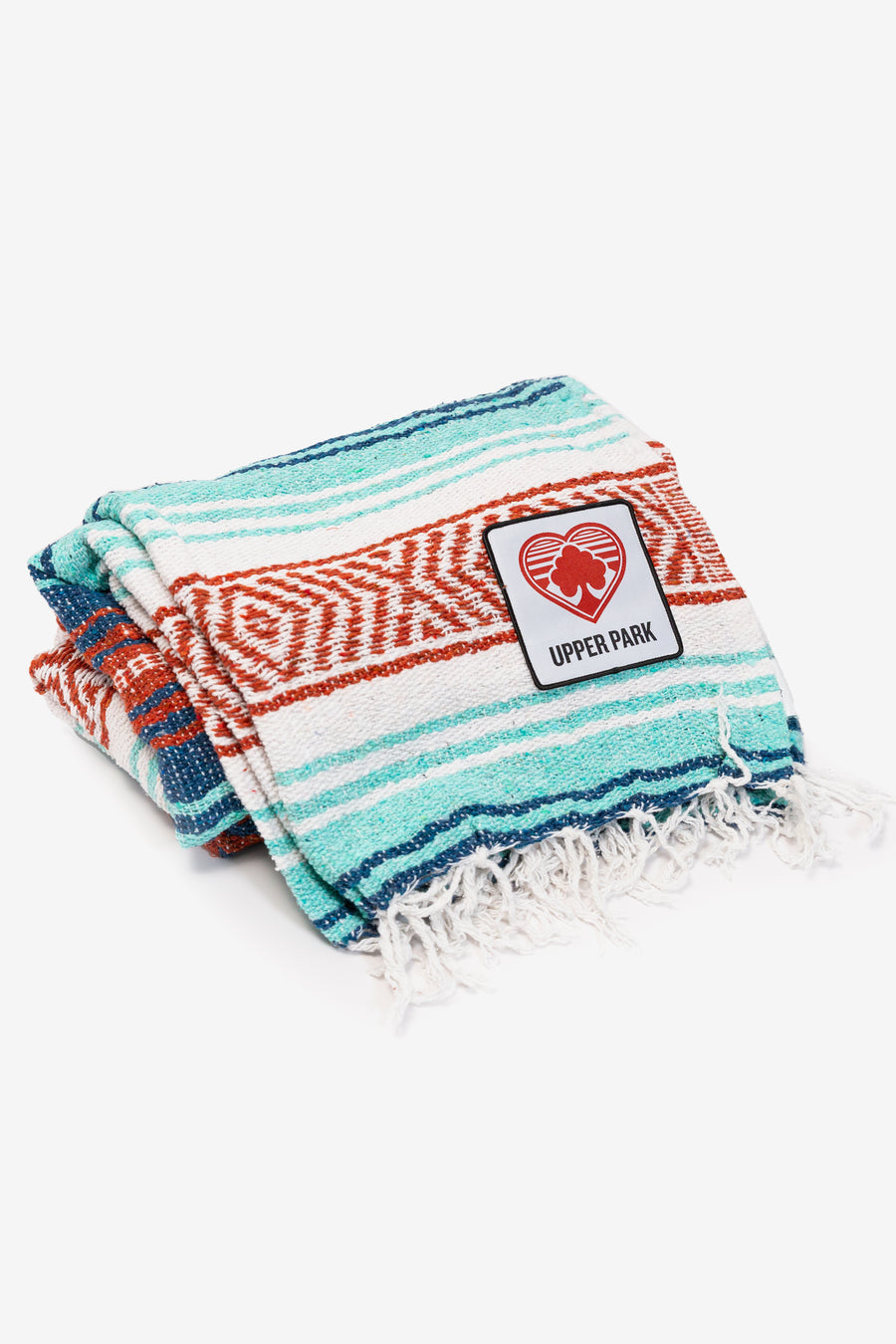 Mexican Blanket - Terracotta/Mint/Navy Blue/White