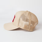 Truck Stop 5 Panel Trucker Hat - Khaki - Side View - Upper Park Hat