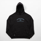 Black hoodie with 'Upper Park Sporting Goods' text on a white background - Upper Park Athletics Hoodie Set