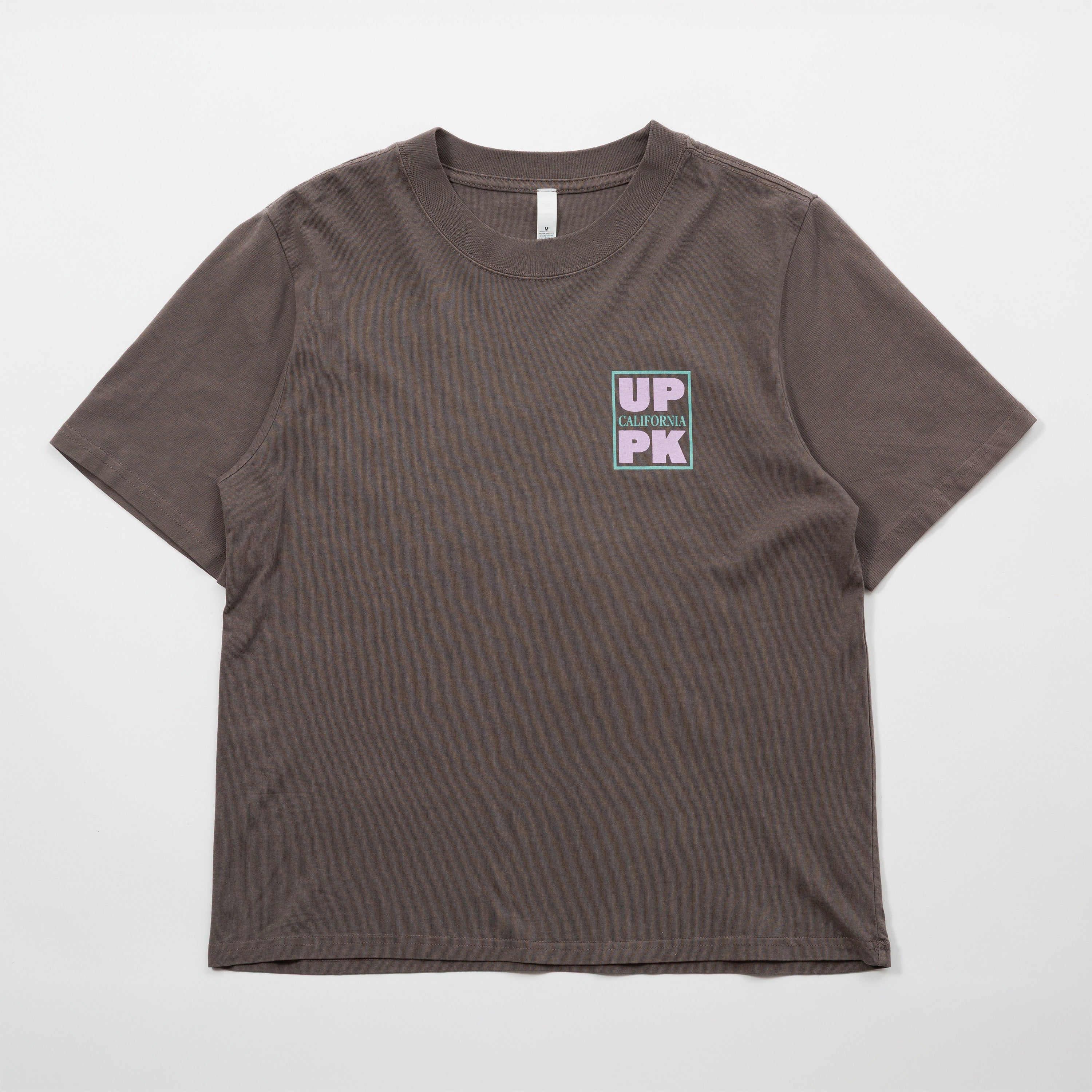 Upper Park Discovery Graphic Women's Tee - Grey t-shirt with a logo on the chest against a white background