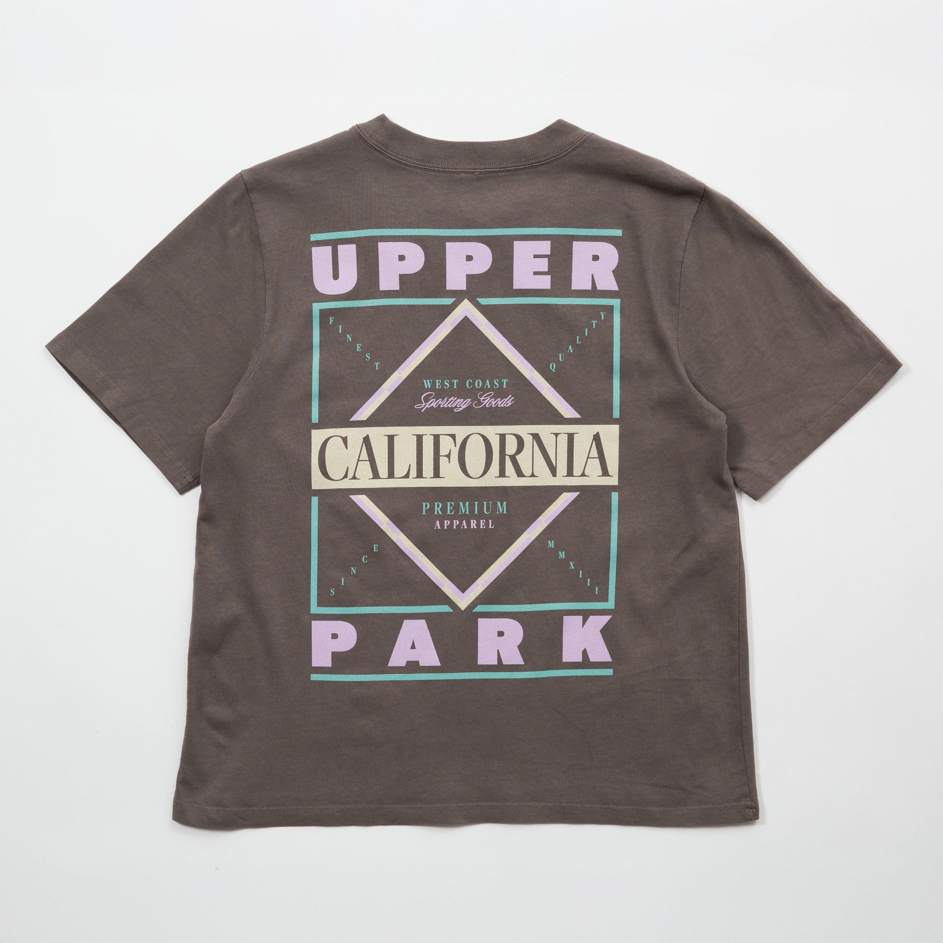 Upper Park Discovery Graphic Women's Tee - Gray t-shirt with 'Upper California Park' graphic on a white background