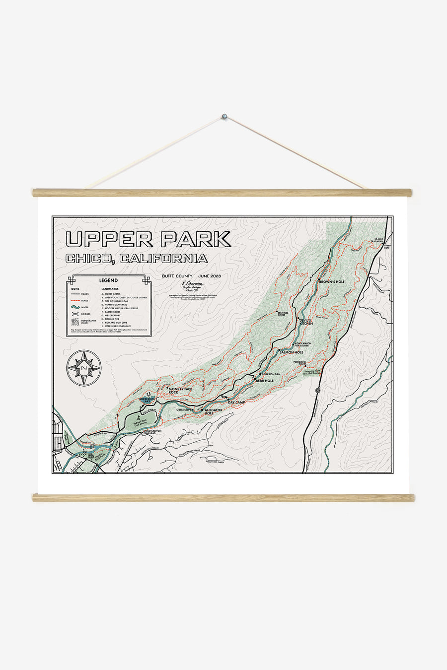 Upper Bidwell Park Map Poster Print