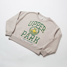 Women's Campus Crew Sweatshirt - Beige sweatshirt with 'Upper Park' text and logo on a white background