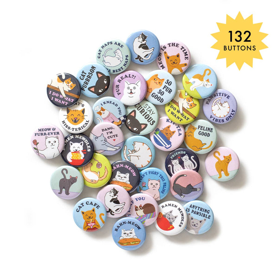 Seltzer Goods - Cat Lover Button Assortment (132 Buttons)