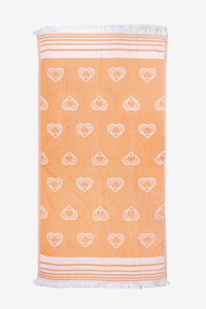 Big Hearts Turkish Towel - Orange