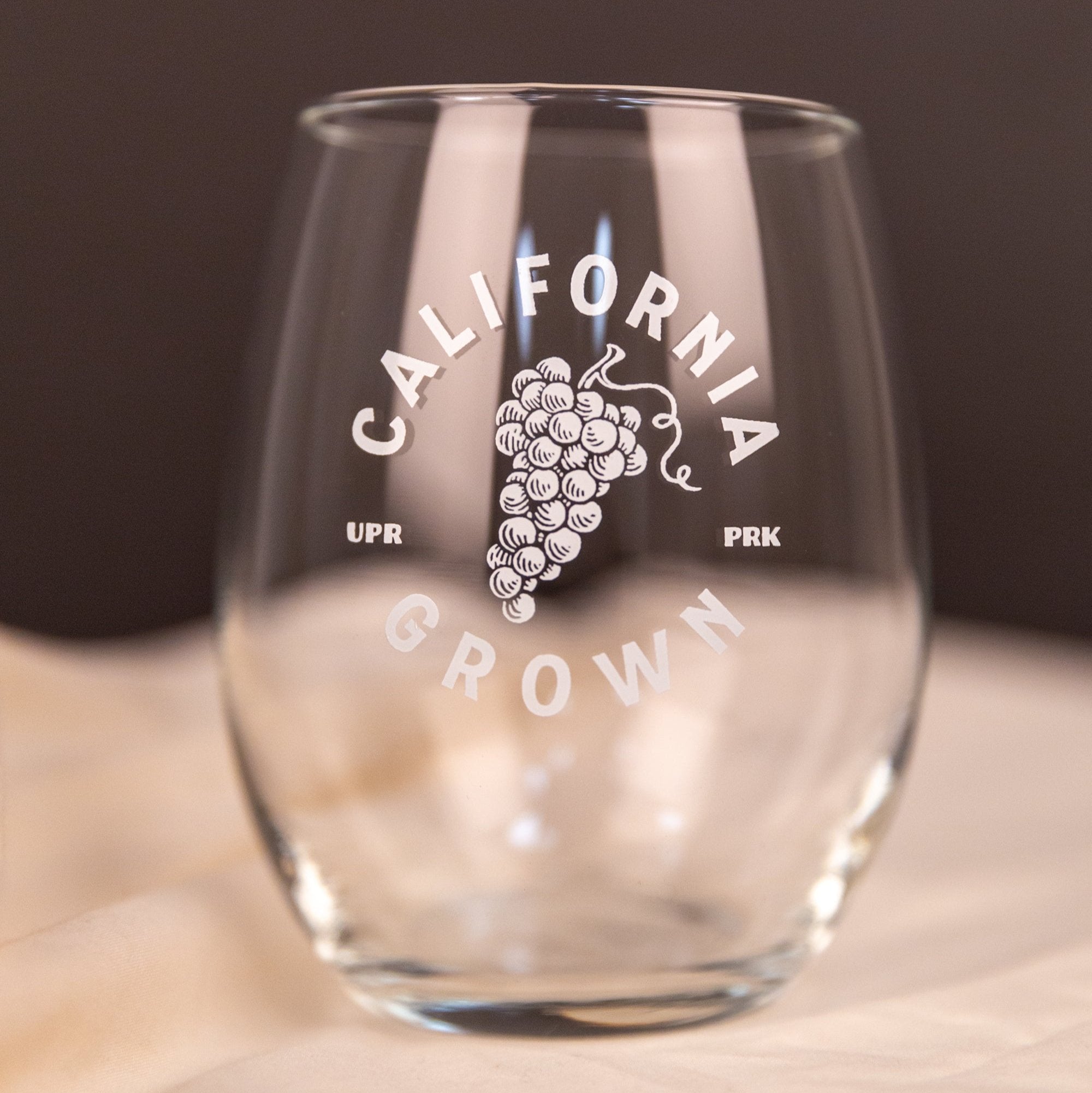 California Grown Wine Glass from Upper Park Clothing in Chico, Ca