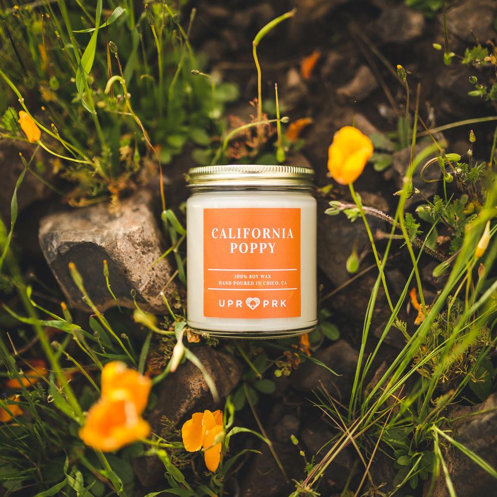 California Poppy Candle 8oz - Upper Park Clothing - Chico, Ca - California Collection