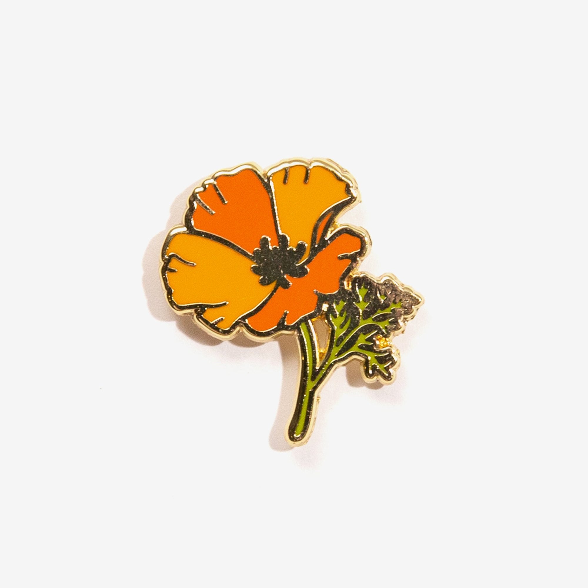 California Poppy Flower Enamel Pin - Upper Park Clothing - Chico, Ca