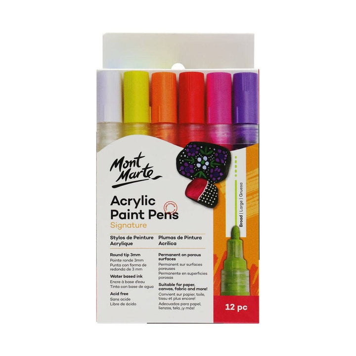 Mont Marte Usa, Inc. - Acrylic Paint Pens Signature Broad Tip 3mm (0.12in) 12pc