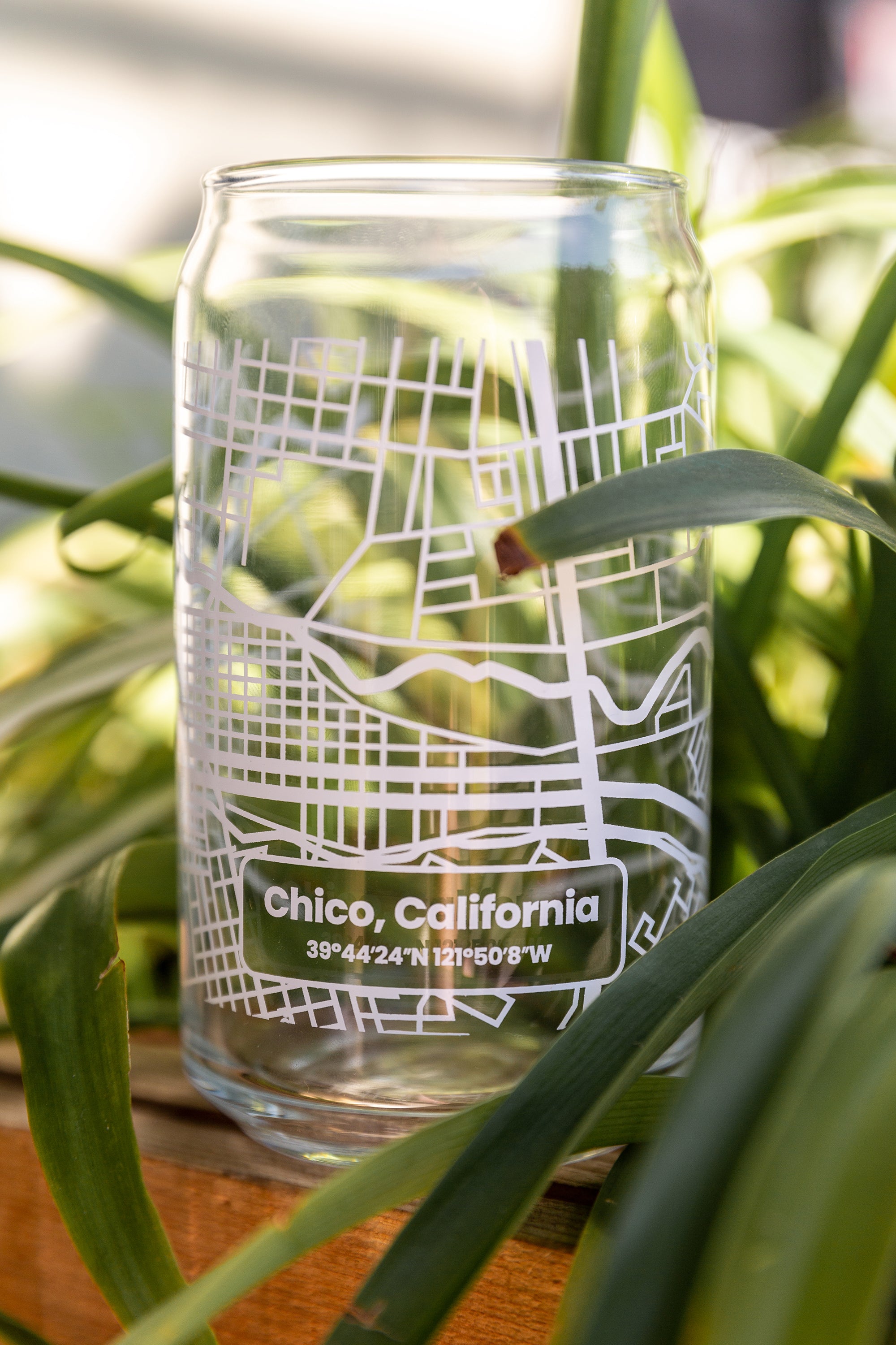 Chico California Beer Can Glass Map