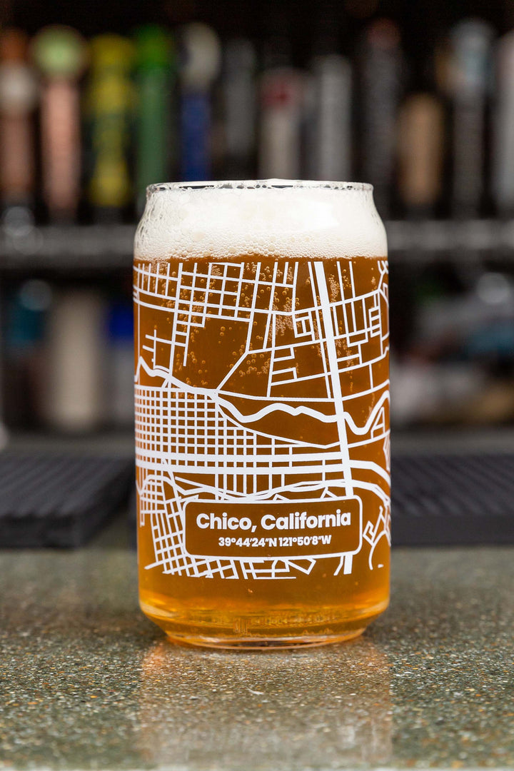 Chico Map Beer Can Glass