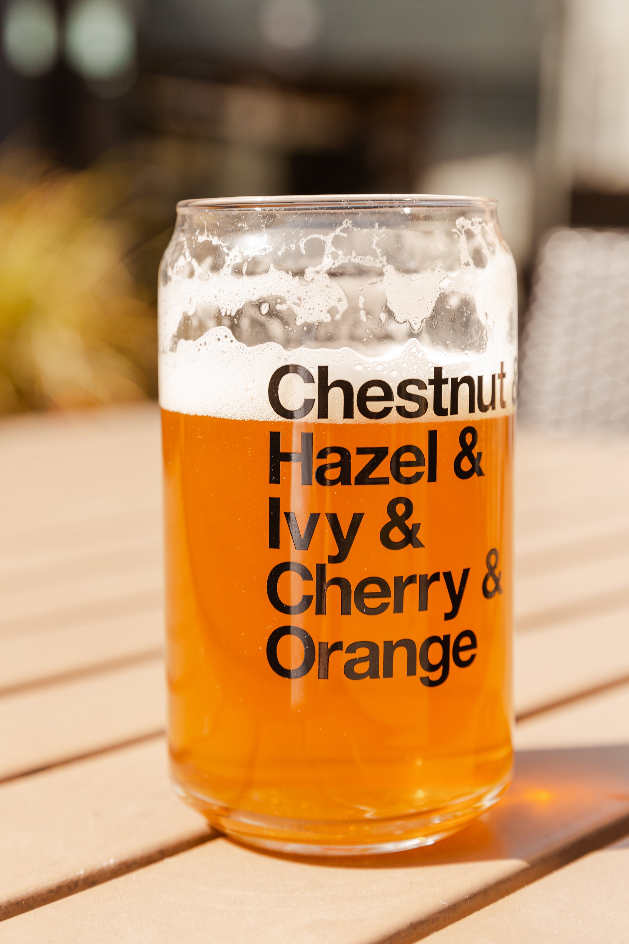 Chico California - Chestnut Hazel Ivy Cherry & Orange Streets beer can glass