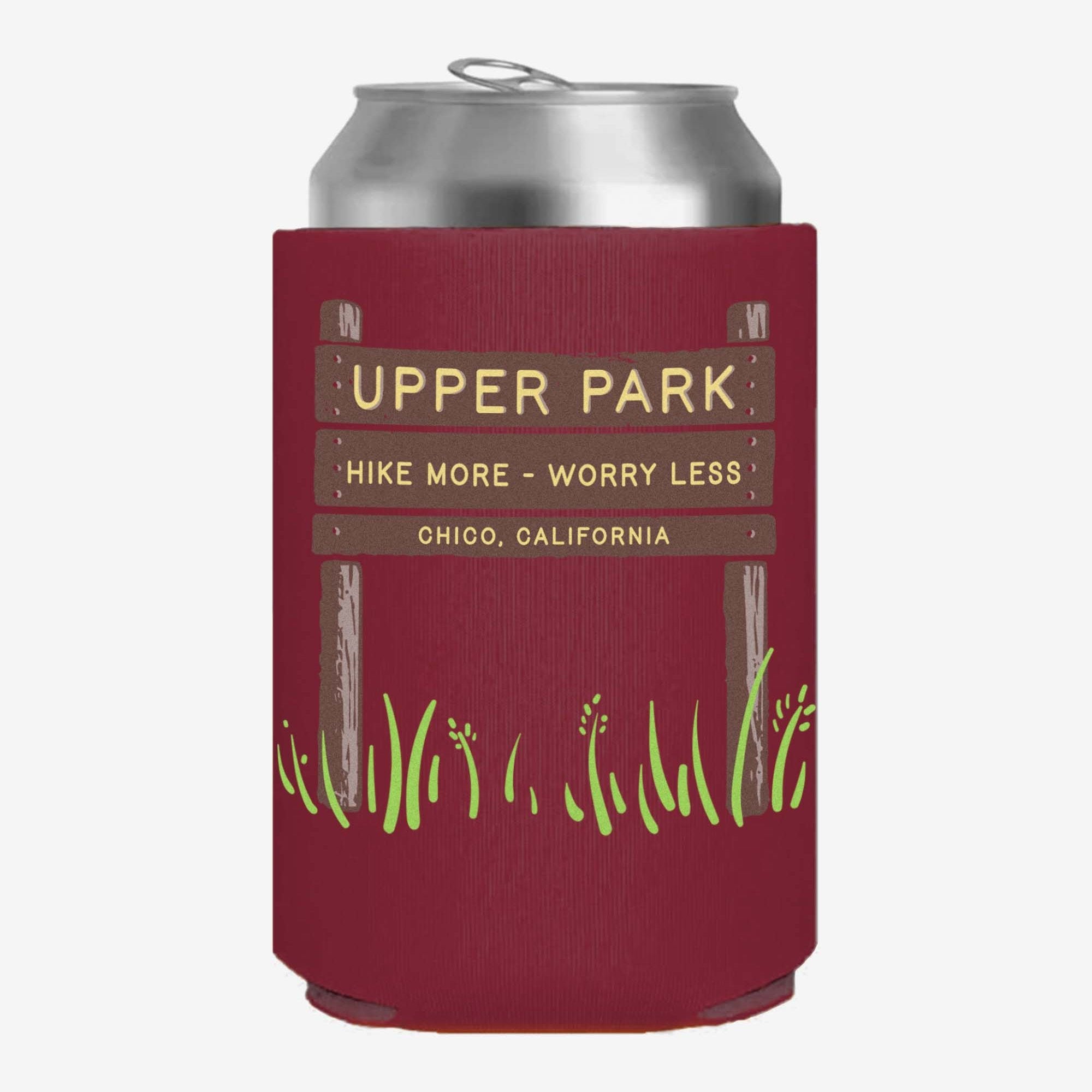 Park Sign can cooler koozie from Upper Park Clothing in Chico, Ca