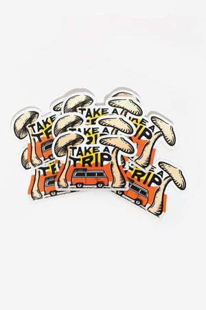 Take a Trip Mushroom Bus Sticker